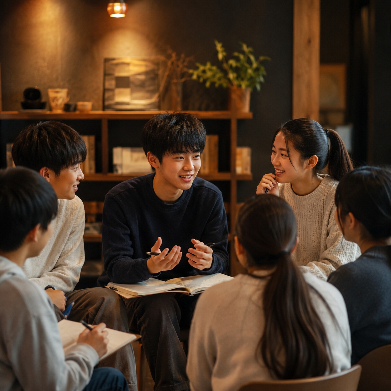 輪になって語る中高生